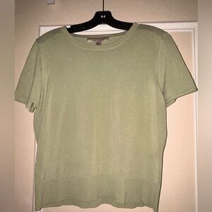 Saks Fifth Avenue Silk Green Short Sleeve Tee
